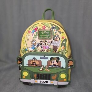 Loungefly Disney Mickey and Friends Jungle Safari Mini Backpack Yellow NWT Glow